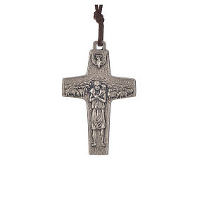 Kreuz Papst Franziskus Metall mit Band, 5x3,4cm