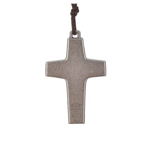 Collar de 5x3,4cm Cruz Papa Francisco metal y cuerda 2