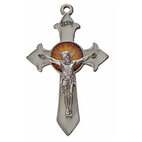 Holy Spirit pointed cross 7x4.5cm in zamak, white enamel