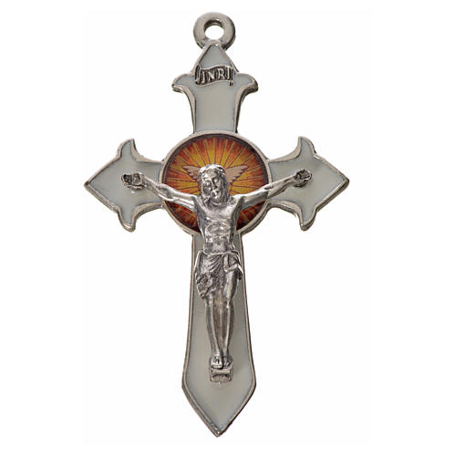 Holy Spirit pointed cross 7x4.5cm in zamak, white enamel 1