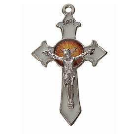 Holy Spirit pointed cross 4.5x2.8cm in zamak, white enamel