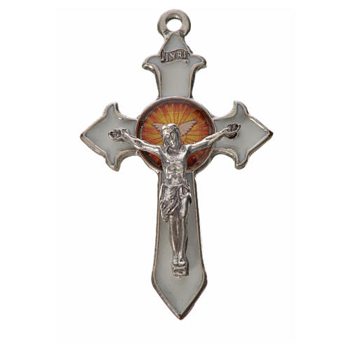 Holy Spirit pointed cross 4.5x2.8cm in zamak, white enamel 1
