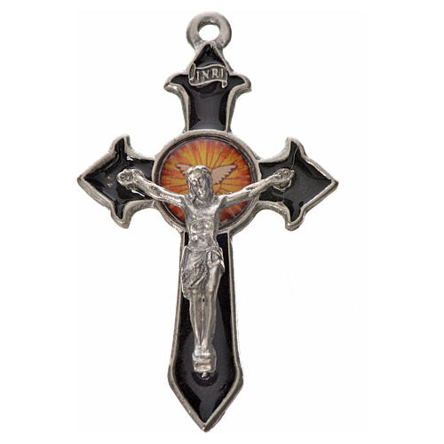 Holy Spirit pointed cross 4.5x2.8cm in zamak, black enamel 1