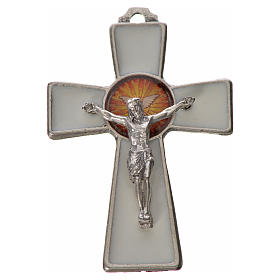 Holy Spirit cross 5x3.5cm in zamak, white enamel