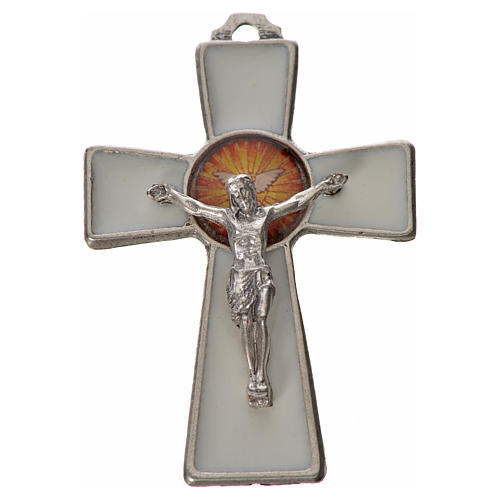 Holy Spirit cross 5x3.5cm in zamak, white enamel 1