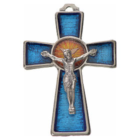 Kreuz heiligen Geist Zama Metall blauen Emaillack 5x3,5cm
