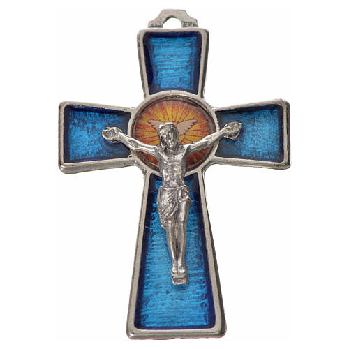 Kreuz heiligen Geist Zama Metall blauen Emaillack 5x3,5cm 1