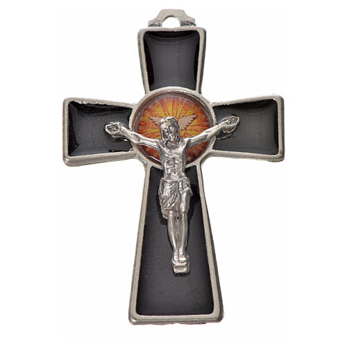 Holy Spirit cross 5x3.5cm in zamak, black enamel 1