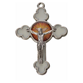 Croix trilobée Saint Esprit 4,8x3,2 zamac émail blanc