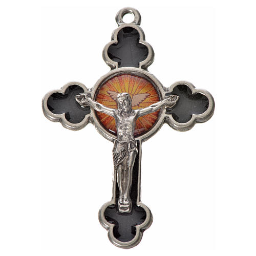 Croix trilobée Saint Esprit, 4,8x3,2 zamac émail noir 1