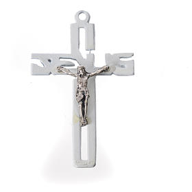 Stilisierter Kreuz Anhänger weissen Zama Metall