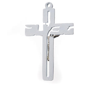 Pendant stylised crucifix in white zamak