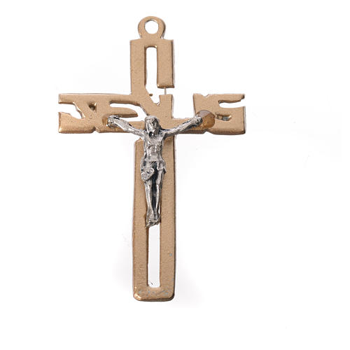 Pendant stylised crucifix in golden zamak 1