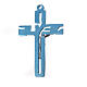 Crucifijo colgante estilizado en zamak azul claro s2