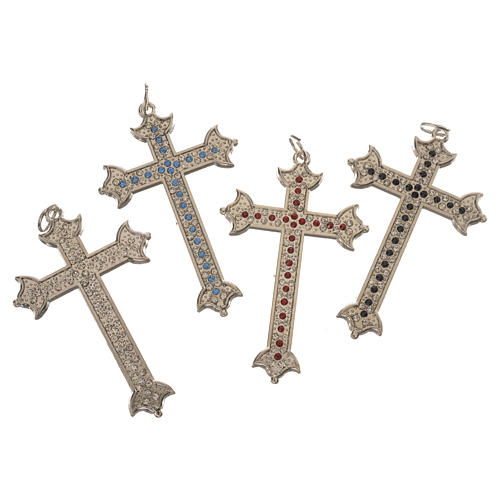 Krzyż z metalu i kryształków 7cm 2