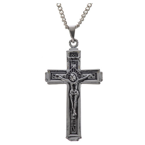Crucifix et collier en acier 4x2 cm 1