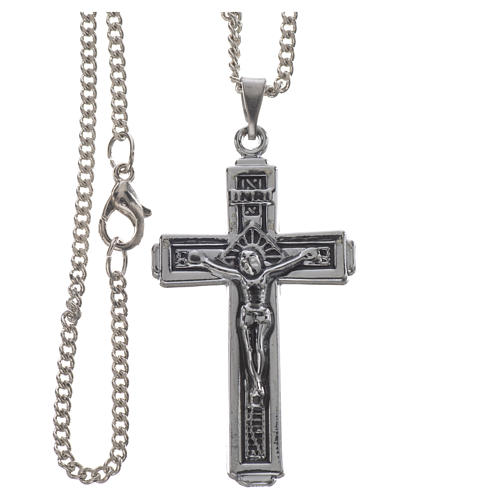 Crucifix et collier en acier 4x2 cm 2