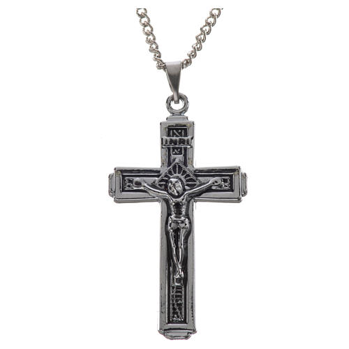 Crocefisso e collana in acciaio cm 4x2 1