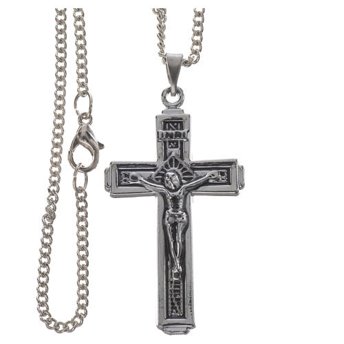 Crocefisso e collana in acciaio cm 4x2 2