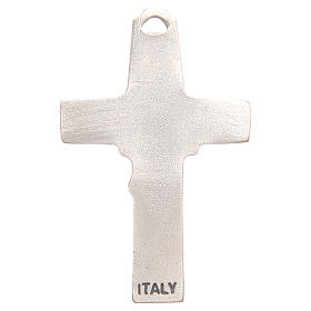 Pendant cross with incision of a shepherd with a sheep in antique silver with galvanic plating