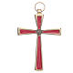 Krzyż metal pozłacany emalia czerwona 7 cm s1