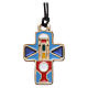 Necklace with metal cross decorated with red, blue, light blue enamel s1