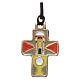 Necklace with metal cross decorated with yellow, grey, orange enamel s1