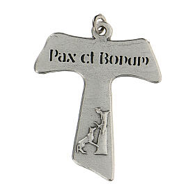 Anhänger, Taukreuz, Heiliger Franziskus mit dem Wolf, aus Zamak, 3 cm