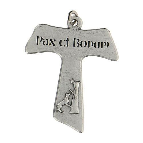 Anhänger, Taukreuz, Heiliger Franziskus mit dem Wolf, aus Zamak, 3 cm 1