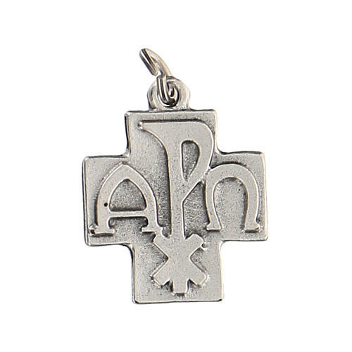 Cross-shaped pendant, Chi-Rho, 2 cm, zamak 2