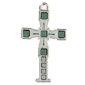 Croix pendentif avec mosaïque couleur argent 7 cm zamak