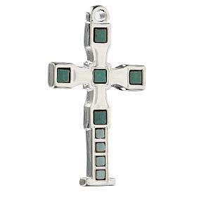 Croix pendentif avec mosaïque couleur argent 7 cm zamak