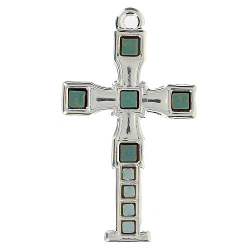 Croix pendentif avec mosaïque couleur argent 7 cm zamak 1