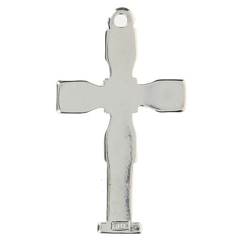 Krzyż zawieszka z mozaiką kolor srebrny 7 cm zamak 3