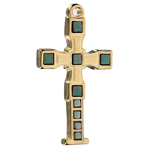 Gold cross-shaped pendant 7 cm zamak 2