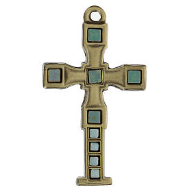  Cross pendant with antique bronze mosaic 7 cm zamak