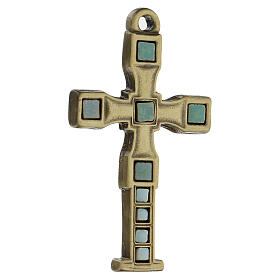 Cross pendant with antique bronze mosaic 7 cm zamak