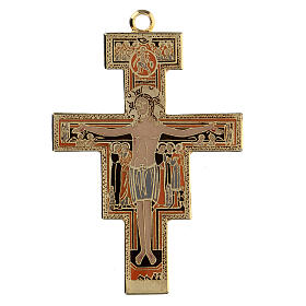 Croix pendentif St Damien émail coloré