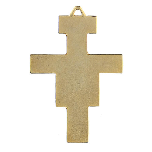 Cruz São Damião zamak dourado e esmaltes coloridos 5,5 cm 3