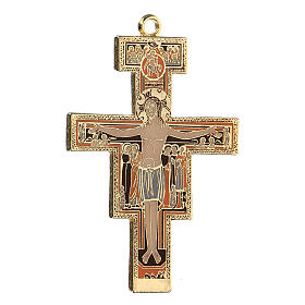 Golden San Damiano crucifix cross pendant