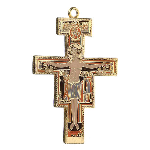 Golden San Damiano crucifix cross pendant 2