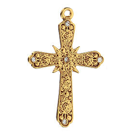 Golden cross pendant with strass rhinestones