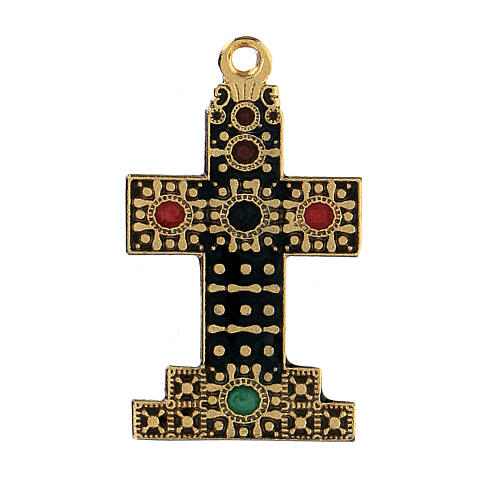 Golden zamak cross pendant with decorations 1