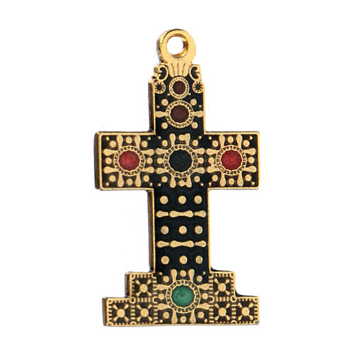 Golden zamak cross pendant with decorations 2