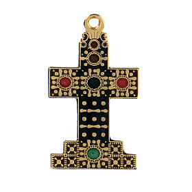 Golden zamak cross pendant with decorations