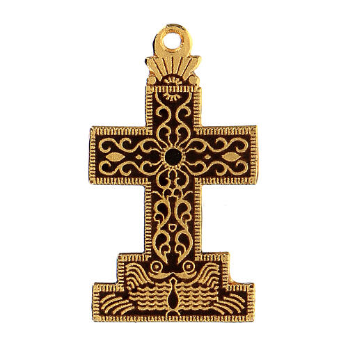 Croix pendentif avec fond et décorations émaillés 1