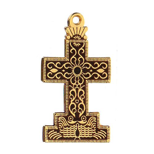 Croix pendentif avec fond et décorations émaillés 2
