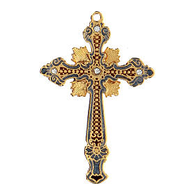 Two-tone enamelled crucifix pendant with rhinestones
