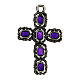 Cruz catedral plata envejecida y esmalte violeta s1