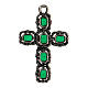 Pendant cathedral cross, green enamel s1
